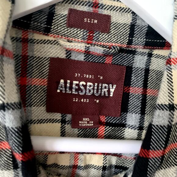 Alesbury Plaid Flannel Slim Button Down Mens Size XXL Cotton StitchFix Shirt Top - Picture 4 of 5